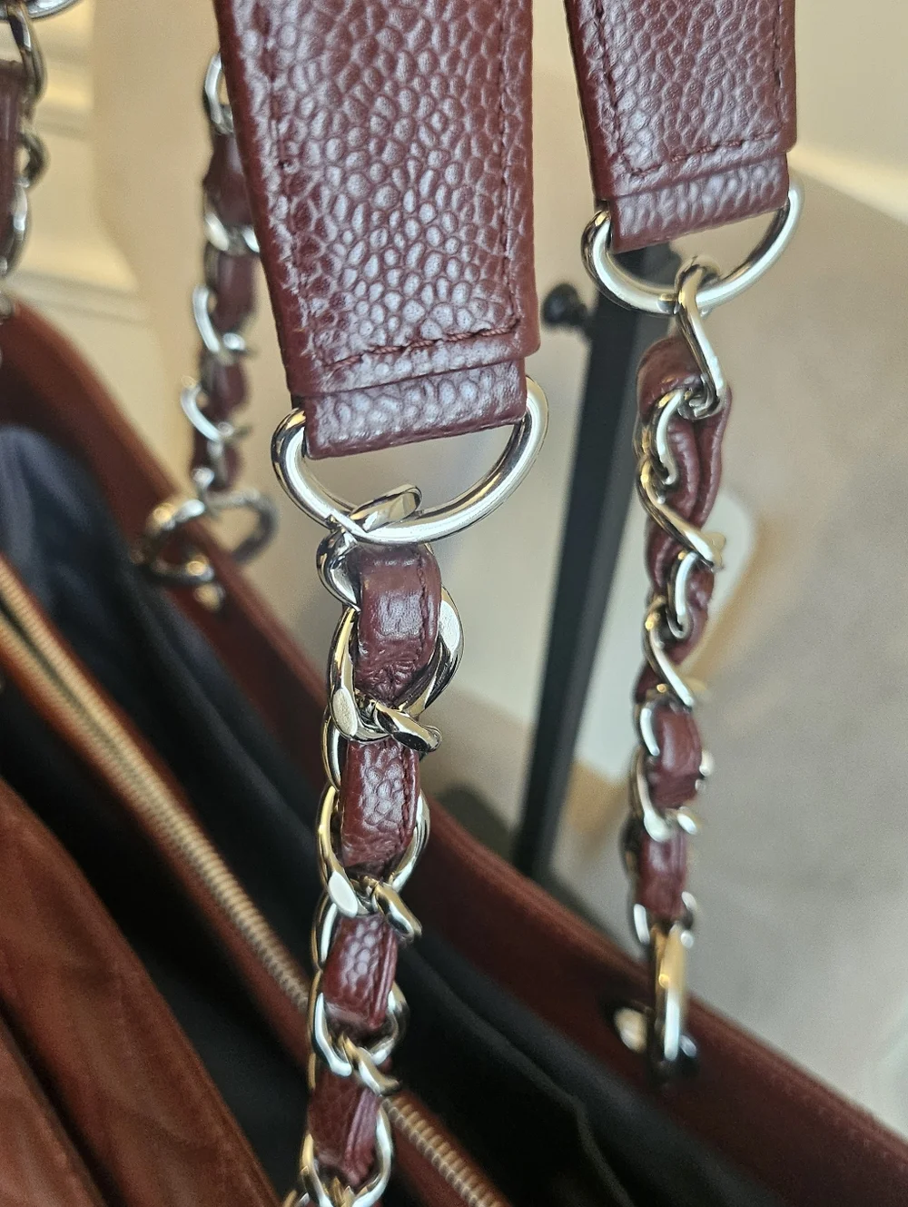 CHANEL GST XL Burgundy Caviar Leather Tote Silver HW Series 17 Discontinued - Picture 10 of 16